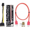 Dynamode Райзер Dynamode PCI-E x1 to 16x 60cm USB 3.0 Red Cable SATA to 6Pin Power v. (RX-riser 009S Plus)