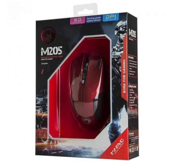 Мишка Marvo M205RD USB Red (M205RD)