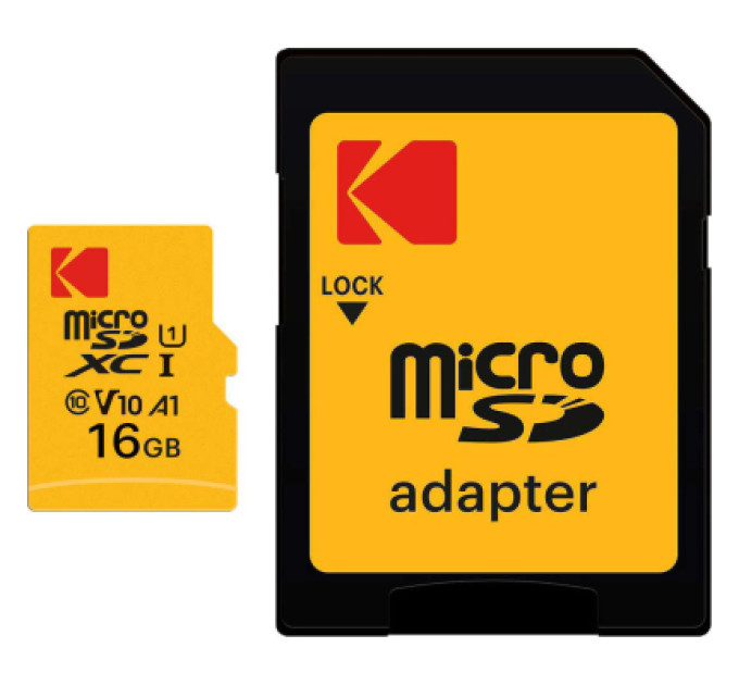 Kodak Карта пам'яті Kodak 16GB microSDHC class 10 UHS-I (EKMSDM16GHC10J60K)