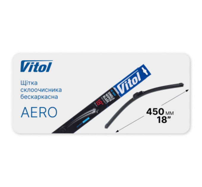 VITOL Щітка склоочисника Vitol AERO 18" (450 мм) (VB-18450)