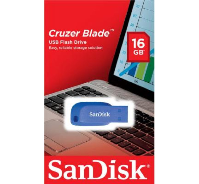 SanDisk USB флеш накопичувач SanDisk 16GB Cruzer Blade Blue Electric USB 2.0 (SDCZ50C-016G-B35BE)
