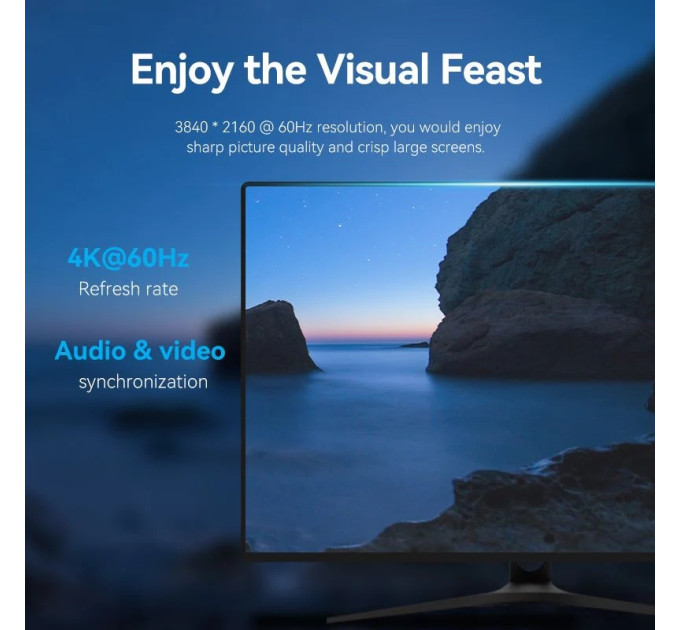Vention Кабель мультимедійний DisplayPort to DisplayPort 1.5m V1.2 4K 60Hz 3D Dolby 7.1 Vention (HAKBG)