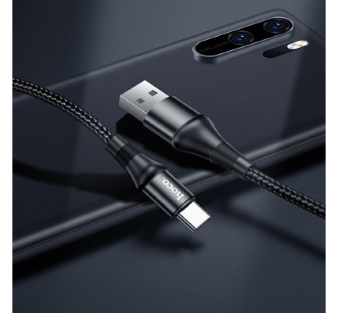 HOCO Дата кабель USB 2.0 AM to USB-C 1.0m 3A nylon X50 black HOCO (6931474734235)