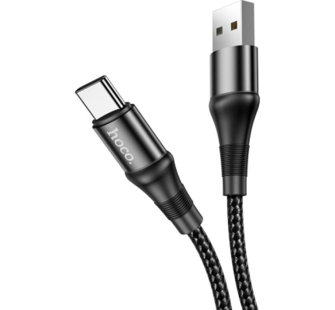 HOCO Дата кабель USB 2.0 AM to USB-C 1.0m 3A nylon X50 black HOCO (6931474734235)