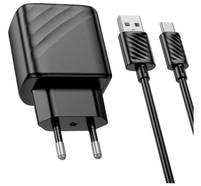 HOCO Зарядний пристрій HOCO CS21A Rich USB QC3.0 + cable USB to USB-C Black (6942007609906)