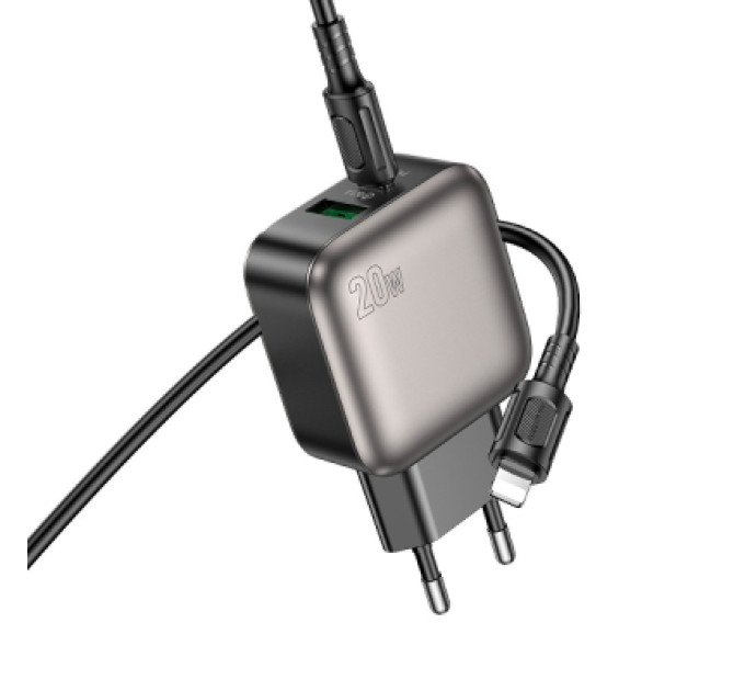 BOROFONE Зарядний пристрій BOROFONE BAS54A Absolute 1xUSB-C PD20W + 1xUSB QC3.0 + cable USB-C to Lightning Black (6941991116216)