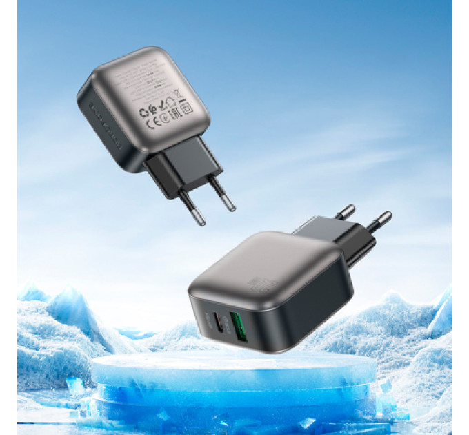 BOROFONE Зарядний пристрій BOROFONE BAS54A Absolute 1xUSB-C PD20W + 1xUSB QC3.0 + cable USB-C to Lightning Black (6941991116216)