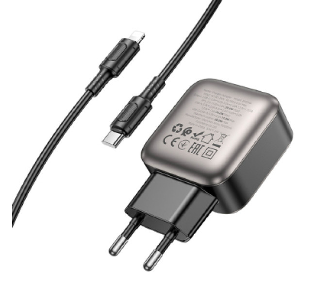 BOROFONE Зарядний пристрій BOROFONE BAS54A Absolute 1xUSB-C PD20W + 1xUSB QC3.0 + cable USB-C to Lightning Black (6941991116216)