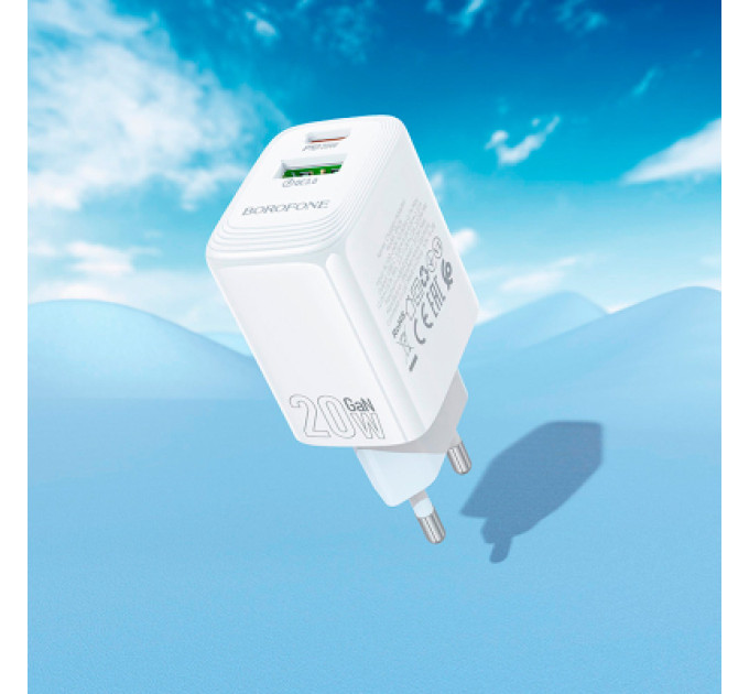 BOROFONE Зарядний пристрій BOROFONE BN27 Fuente 1xUSB-C PD20W + 1xUSB QC3.0 White (6941991120268)
