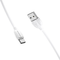 Дата кабель USB 2.0 AM to USB-C 1.0m 3A white BOROFONE (6931474701800)