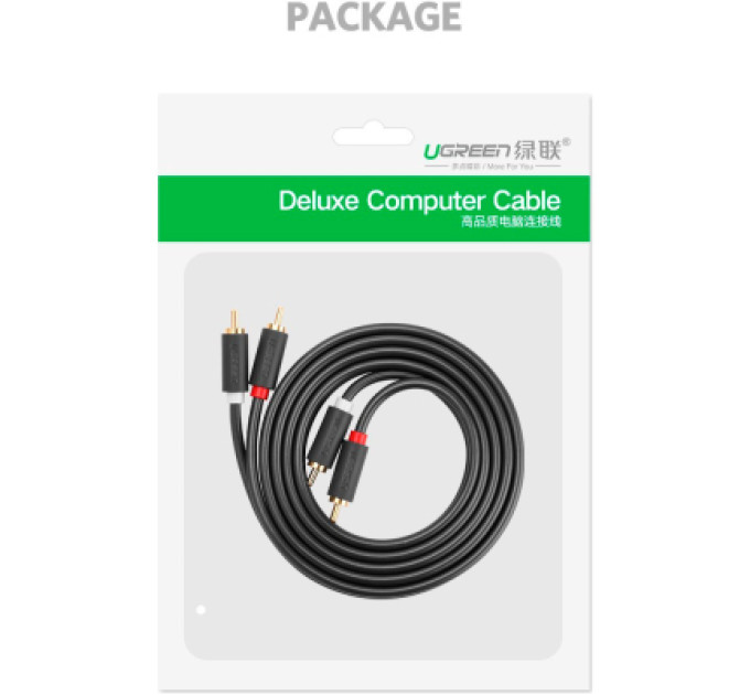 Ugreen Кабель мультимедійний 2xRCA M to 2xRCA M 2.0m AV104 black Ugreen (10518)