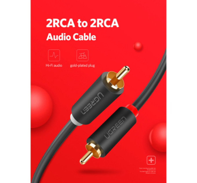 Ugreen Кабель мультимедійний 2xRCA M to 2xRCA M 2.0m AV104 black Ugreen (10518)