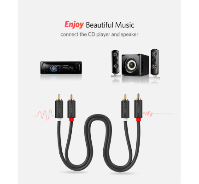 Ugreen Кабель мультимедійний 2xRCA M to 2xRCA M 2.0m AV104 black Ugreen (10518)