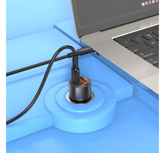 BOROFONE Зарядний пристрій BOROFONE 1xUSB-C PD65W + 1xUSB QC3.0 83W car adapter transparent black (6941991101625)