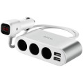HOCO Зарядний пристрій HOCO 2xUSB 10.5W + 3x car socket silver (6957531050896)