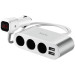 HOCO Зарядний пристрій HOCO 2xUSB 10.5W + 3x car socket silver (6957531050896)