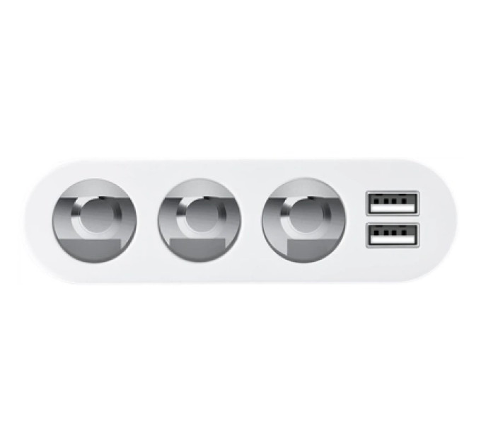 HOCO Зарядний пристрій HOCO 2xUSB 10.5W + 3x car socket silver (6957531050896)