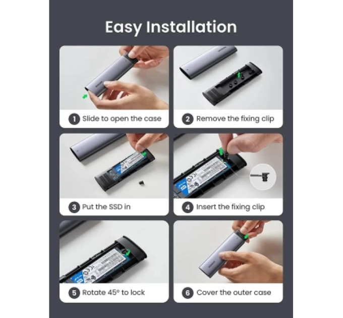 Ugreen Кишеня зовнішня Ugreen UGREEN USB-C to M.2 NGFF 5G Enclosure A TO C Cable 50cm (10903)