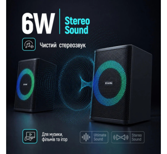 ColorWay Акустична система ColorWay PulseRing 2.0 RGB USB Black (CW-SPU04BK)