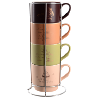Чашки Limited Edition MORNING COFFEE /НАБІР/4х340 мл на мет.підст (B248-E0963)