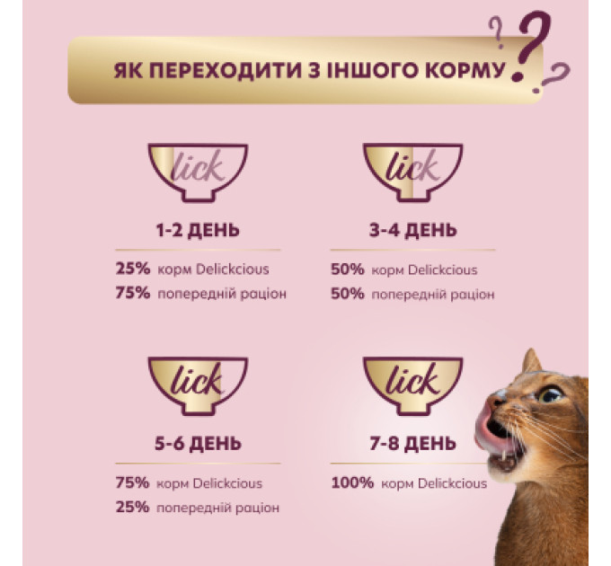 Delickcious Вологий корм для кішок Delickcious Шматочки з ягнятиною, курячим філе і квасолею спаржевою в желе 85 г (4820269143128)