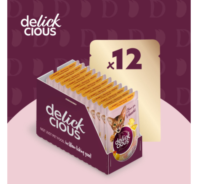 Delickcious Вологий корм для кішок Delickcious Пластівці з качкою та лісовими ягодами у вершковому соусі 80 г (4820269141834)
