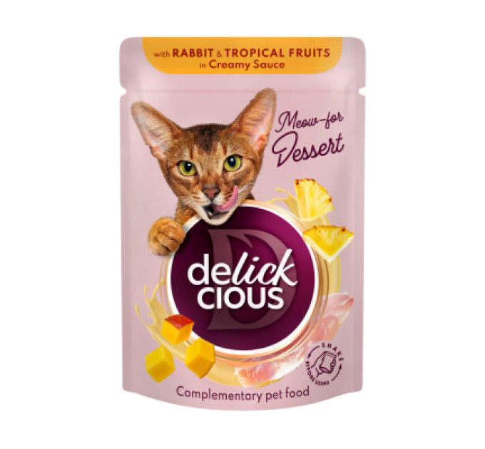 Delickcious Вологий корм для кішок Delickcious Пластівці з качкою та лісовими ягодами у вершковому соусі 80 г (4820269141834)