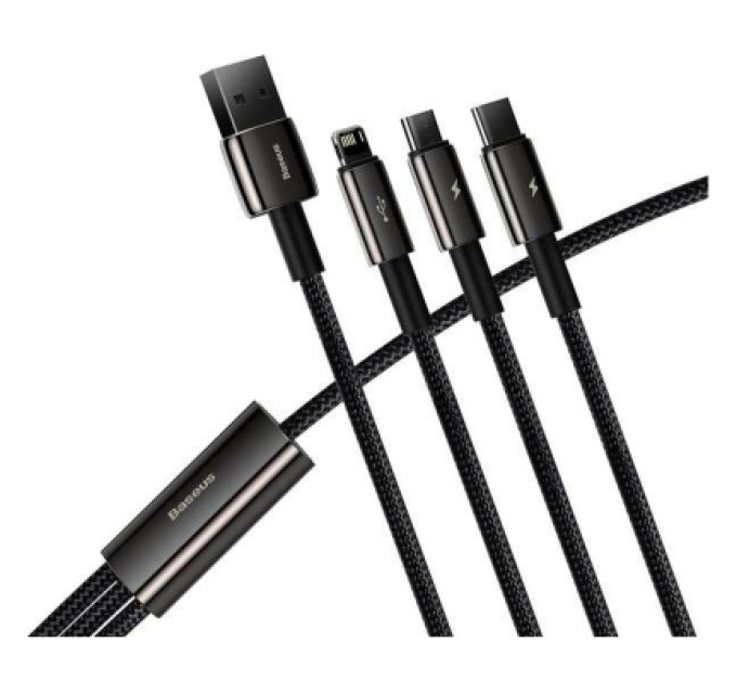 Baseus Дата кабель USB 2.0 AM to Lightning + Micro 5P + Type-C 1.5m 3.5A black Baseus (CAMLTWJ-01)