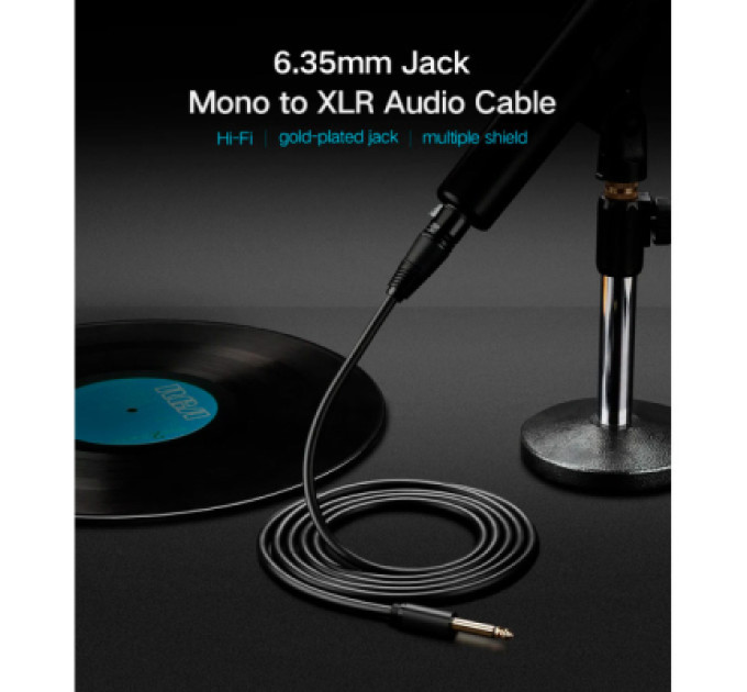 Ugreen Кабель мультимедійний 6.35mm M to XLR F 2.0m AV131 black Ugreen (20719)