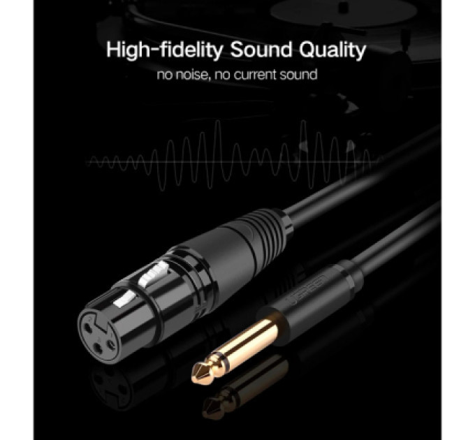 Ugreen Кабель мультимедійний 6.35mm M to XLR F 2.0m AV131 black Ugreen (20719)