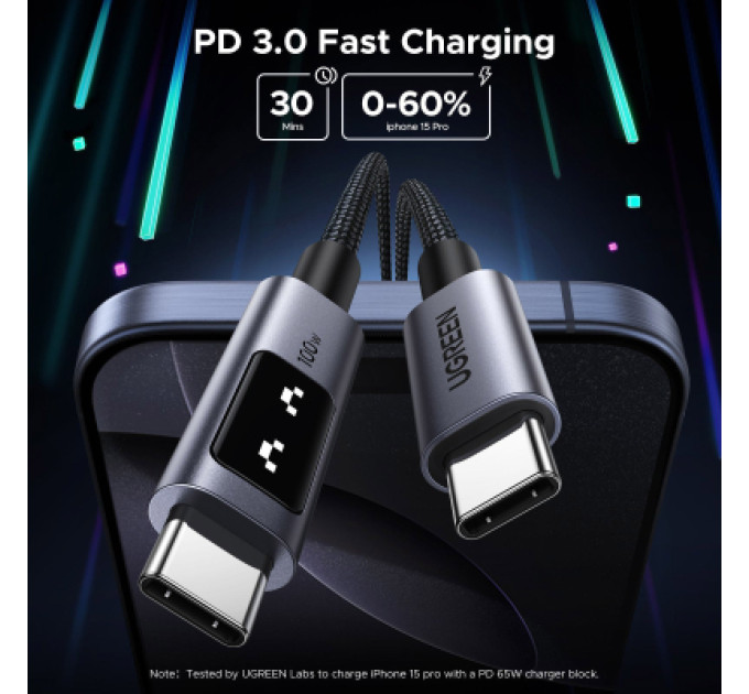 Ugreen Дата кабель USB-C to USB-C 1.0m PD 100W L509 black Ugreen (35501)