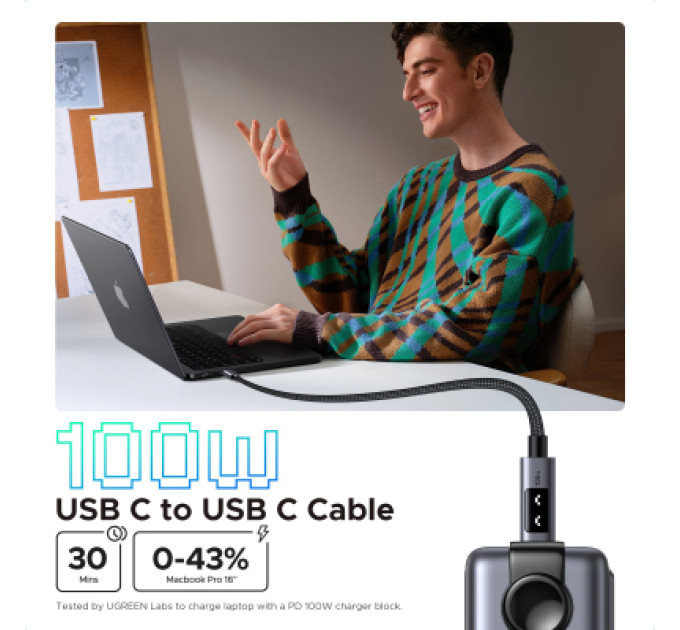 Ugreen Дата кабель USB-C to USB-C 1.0m PD 100W L509 black Ugreen (35501)