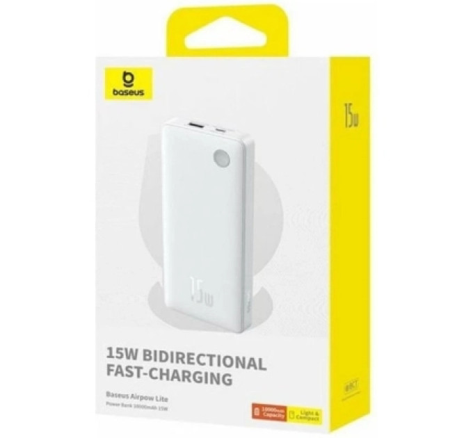 Baseus Батарея універсальна Baseus Airpow Lite 10000mAh 15W White (P10067500213-00)