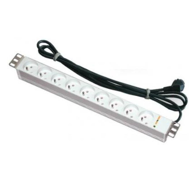 Силовий блок Conteg 19" 1U 9хSchuko, без вимикача, кабель 3м. (DP-RP-09-SCHU)