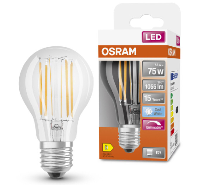 Osram Лампочка Osram LED CLA75 DIM 7,5W/840 230V FIL E27 (4058075434967)