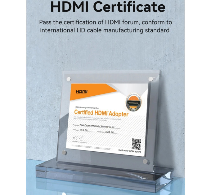 Vention Кабель мультимедійний HDMI M to HDMI M 8.0m V2.0 4K60Hz aluminum alloy blue Vention (ALHSK)