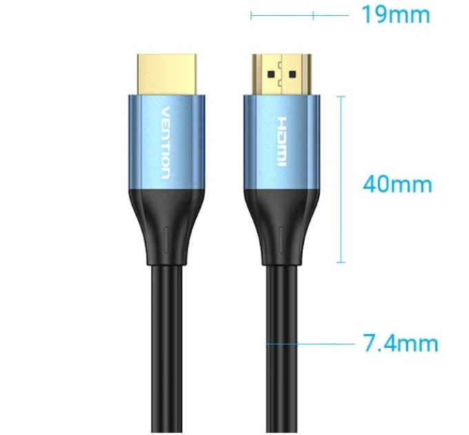 Vention Кабель мультимедійний HDMI M to HDMI M 8.0m V2.0 4K60Hz aluminum alloy blue Vention (ALHSK)
