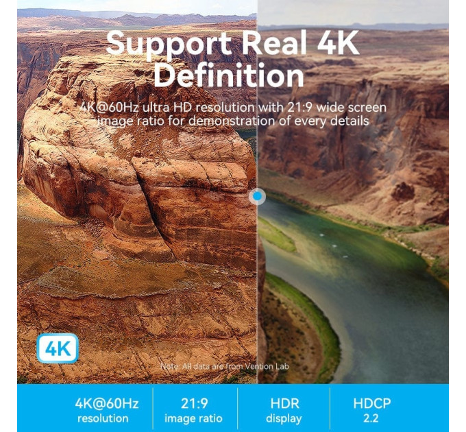 Vention Кабель мультимедійний HDMI M to HDMI M 8.0m V2.0 4K60Hz aluminum alloy blue Vention (ALHSK)