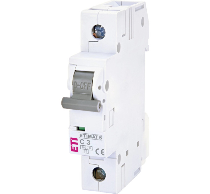 ETI Автоматичний вимикач ETI ETIMAT 6 1p C 3А (6 kA) (2141509)