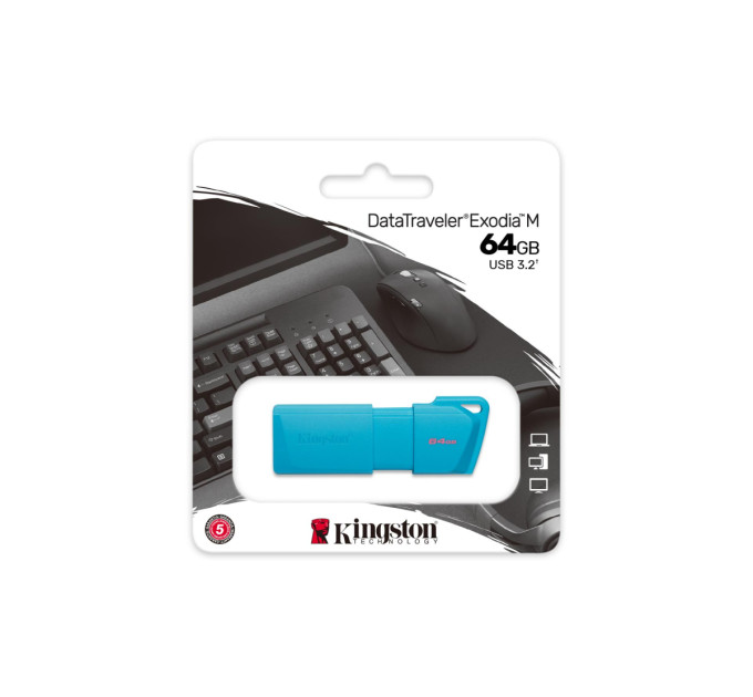 Kingston Флеш-накопичувач USB3.2  64GB Kingston DataTraveler Exodia M Aqua Blue (KC-U2L64-7LB)