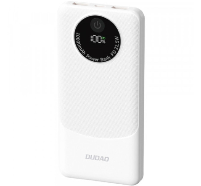 Dudao Батарея універсальна Dudao 10000mAh K12 22.5W, PD, QC, 2*USB-A, USB-C(In/Out), White (6976625333875)
