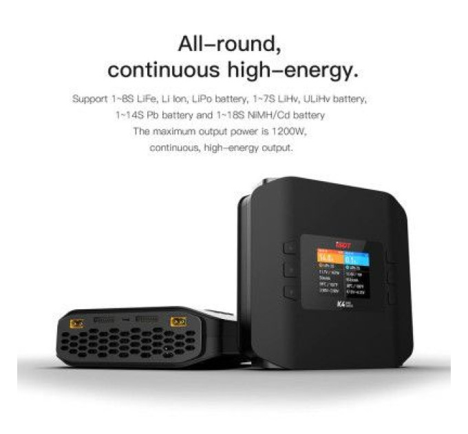iSDT Зарядний пристрій для дрона iSDT K4 AC 400W DC 600Wx2 (HP0015.K4)