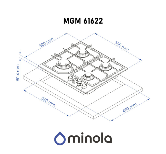 Варильна поверхня на металі  MINOLA MGM 61622 WH