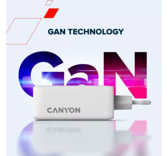 Canyon Зарядний пристрій Canyon CU100ACC GaN 100W 3xPD 1xQC EU White (CNS-CUW100ACC)