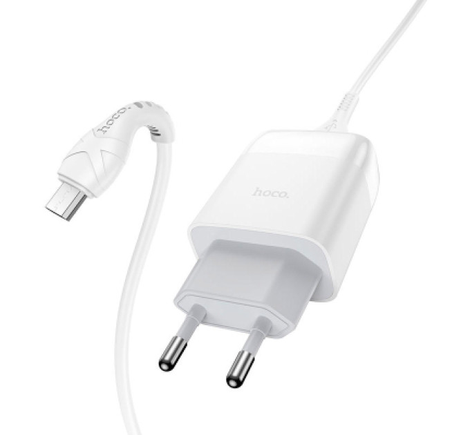 HOCO Зарядний пристрій HOCO C72Q Glorious USB QC3.0 + cable USB to Micro 5P 18W White (6931474732538)