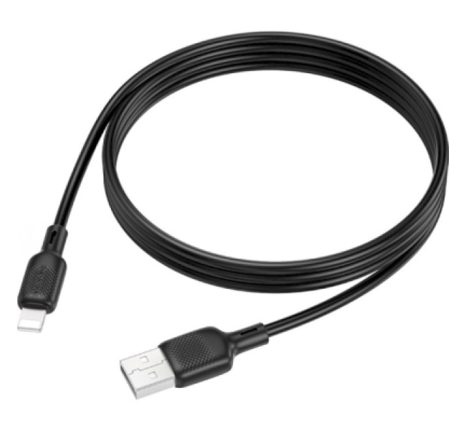 BOROFONE Дата кабель USB 2.0 AM to Lightning 1.0m Lenny silicone BX113 black BOROFONE (6941991115394)