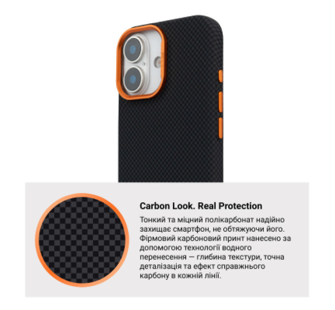 Armorstandart Чохол до мобільного телефона Armorstandart LikeCarbon2 SE MagCase Apple iPhone 17 Kevlar Black Orange (ARM89163)