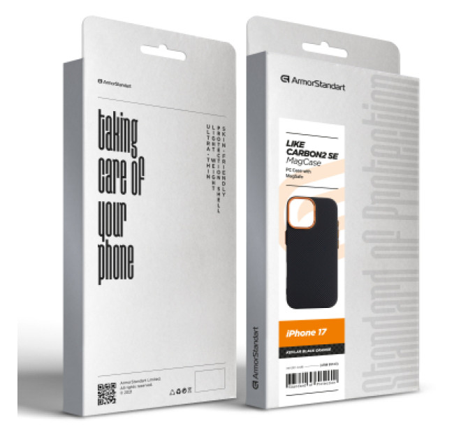 Armorstandart Чохол до мобільного телефона Armorstandart LikeCarbon2 SE MagCase Apple iPhone 17 Kevlar Black Orange (ARM89163)