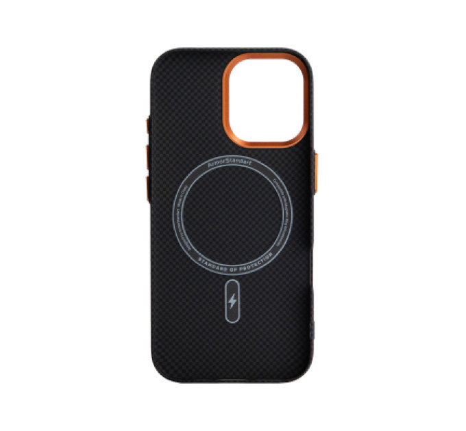Armorstandart Чохол до мобільного телефона Armorstandart LikeCarbon2 SE MagCase Apple iPhone 17 Kevlar Black Orange (ARM89163)
