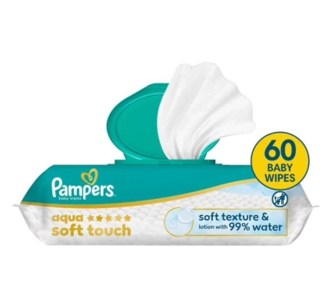 Pampers Дитячі вологі серветки Pampers Гармонія аква 60 шт (8006530140171)